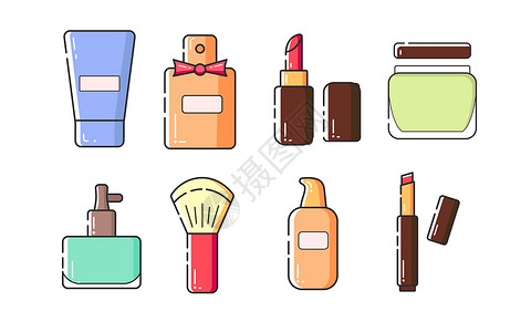 女性使用香水化妆品MBE图标插画