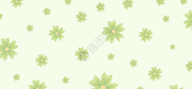 夏日绿色边框花朵背景插画