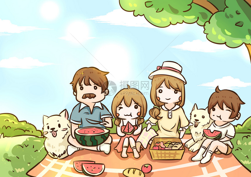 一家人的夏日野餐图片