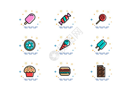 巧克力冰淇淋边框食物图标插画