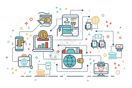 互联网科学投资数据钱包插画
