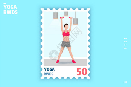 运动创意邮票插画背景图片
