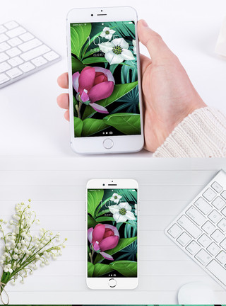 绿色护眼花卉植物手机壁纸模板