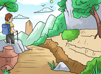 登山游玩旅行插画插画