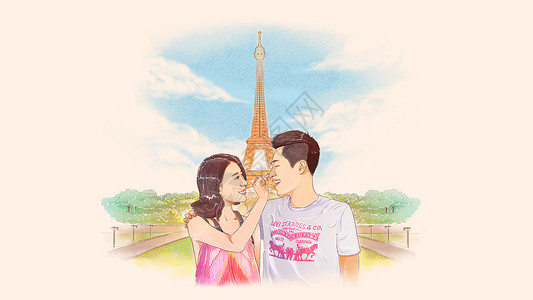 浪漫旅行艾菲尔铁塔的背景高清图片