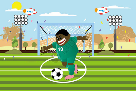 足球诞生日世界杯尼日利亚队插画