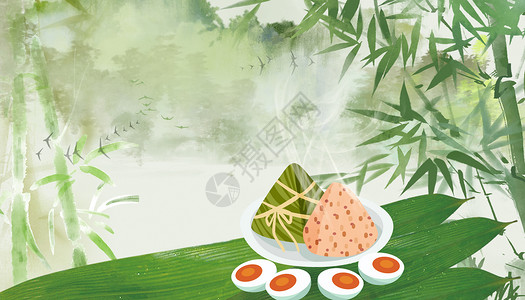 相约五月飘香粽子端午节背景设计图片