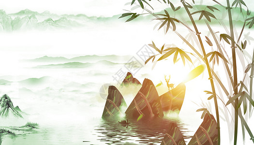 五月风景飘香粽子端午节背景设计图片