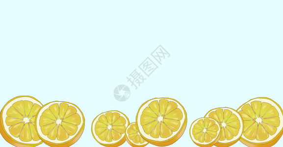 清新水果柠檬插画背景图片