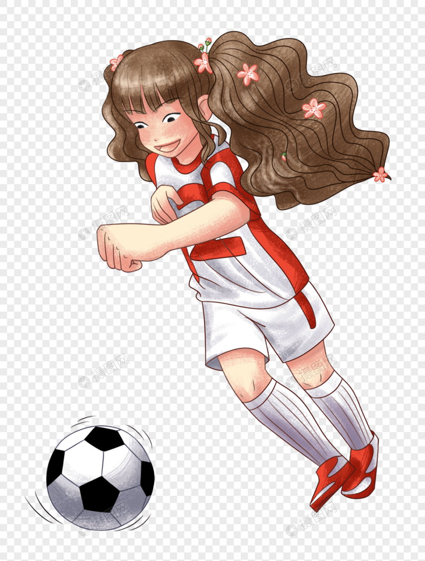 女孩踢足球图片