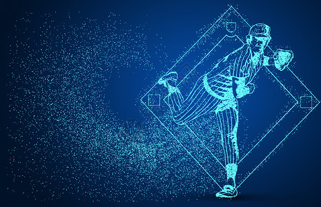 人物图形创意棒球运动员粒子剪影设计图片