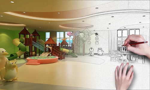 大青椒线稿儿童乐园装修效果图设计图片
