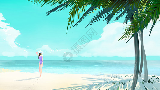 海美景清新夏日插画