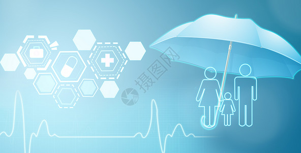蓝色雨伞医疗健康设计图片