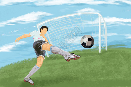 草地跳跃世界杯足球插画插画
