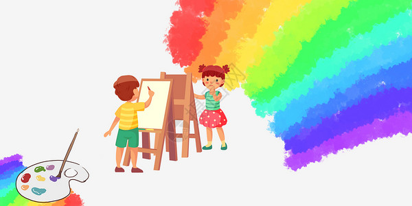 油漆小孩情感表达设计图片