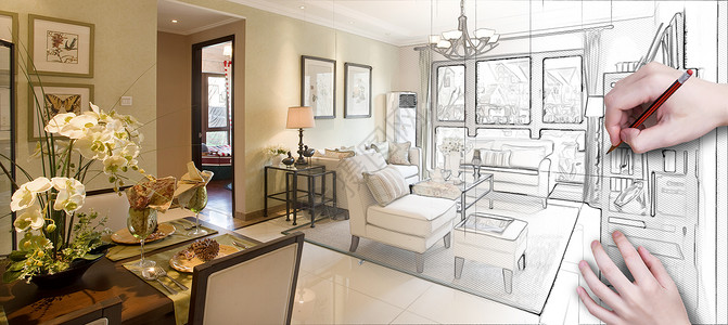 家具线稿素材欧式客厅设计效果设计图片
