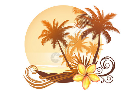 热带植物椰子树热带风景插画插画