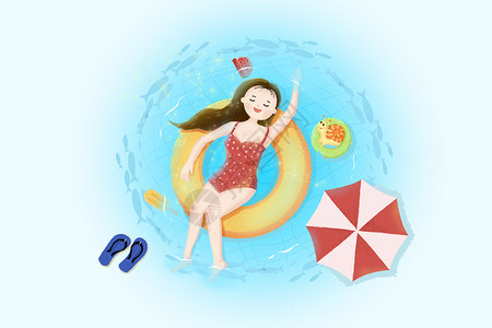 夏季比基尼泳装夏日游泳插画插画