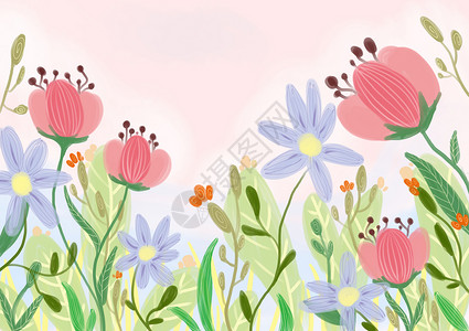 水彩花卉素材元素小清新花草植物插画