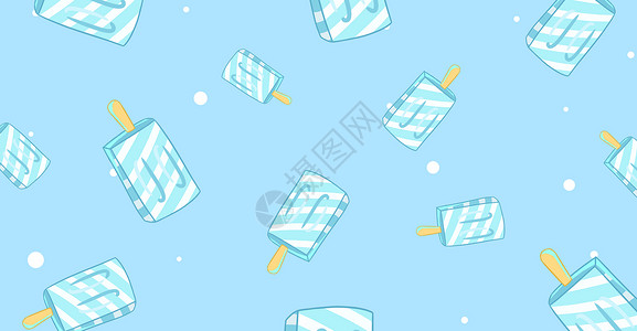 蓝色展板背景清新冰糕插画插画