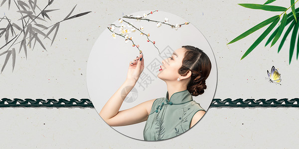 美丽女人节元素中国风海报设计图片