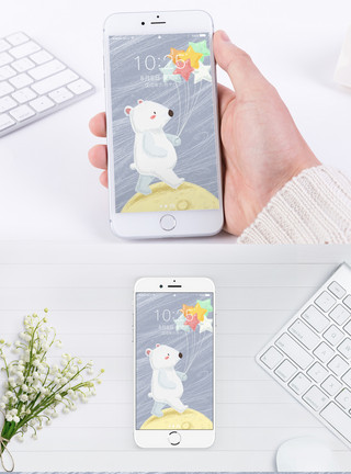 北京熊动物插画手机壁纸模板