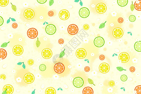 西柚气泡小清新柠檬水果汽水插画