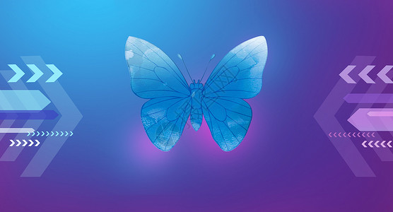 蓝色蝴蝶素材蝴蝶效应科技背景设计图片