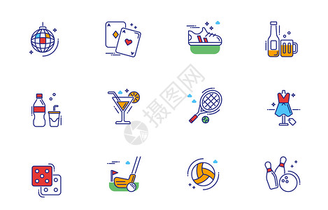 网球图标运动娱乐休闲图标icon插画