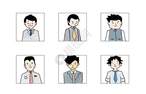 个人肖像求职应聘者手绘头像商务图标插画