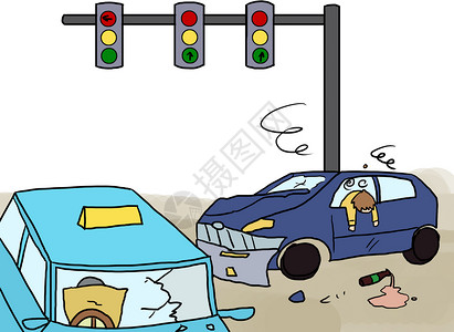 危险酒驾交通安全漫画插画