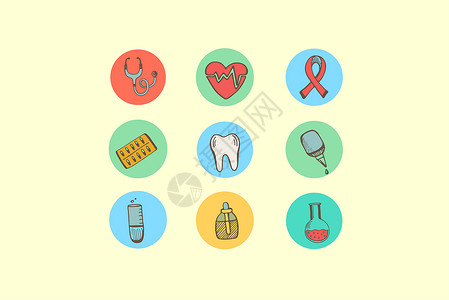 口腔标志医疗健康类图标插画