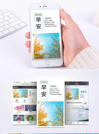 阳光温暖早安日签手机海报配图模板