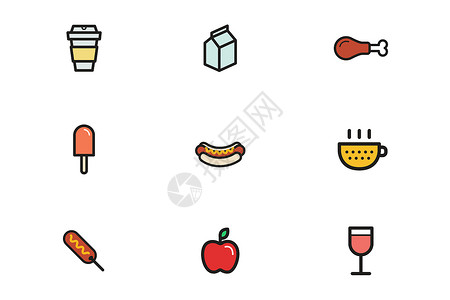 汉堡mbe图标食物饮品图标插画