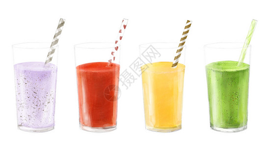 彩色玻璃杯缤纷果汁插画