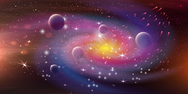 紫色夜空星空背景插画