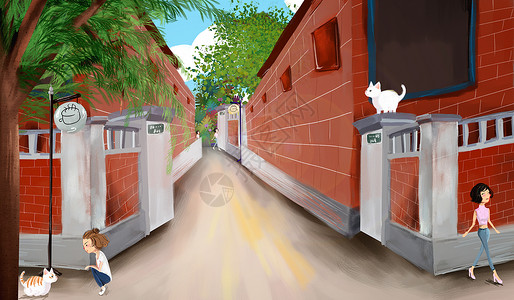 北京故宫房梁上的猫厦门之旅插画