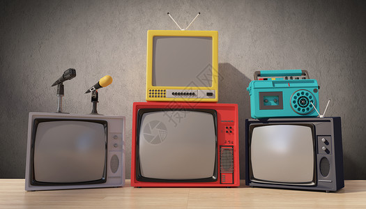 电视机对话框怀旧电视场景设计图片
