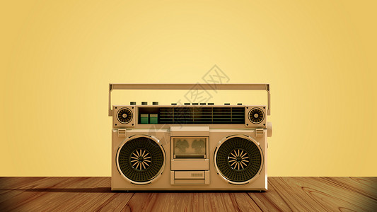 黄色木纹怀旧录音机设计图片