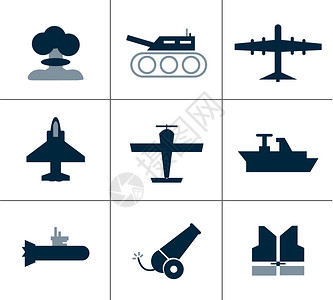 军事国防军事用品图标插画
