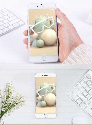 3D眼镜素材小清新手机壁纸模板