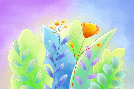 手绘插画小清新植物花卉背景图片