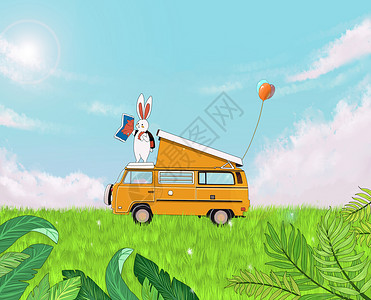 旅行兔兔背景图片