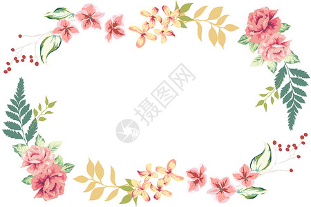 鲜花玫瑰装饰花卉背景素材插画