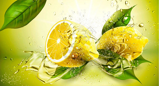 柠檬创意海报清凉柠檬背景设计图片