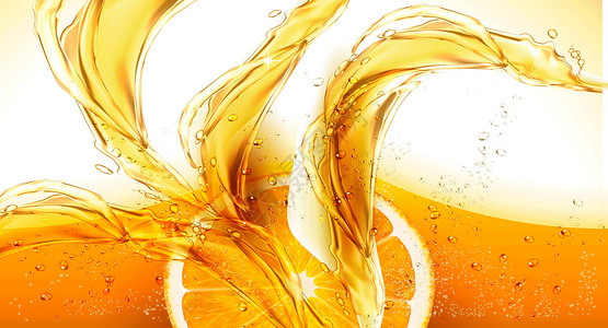 果汁橙汁海报清爽橙汁背景设计图片