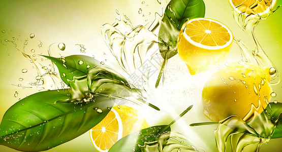 金桔柠檬果汁海报清爽柠檬背景设计图片