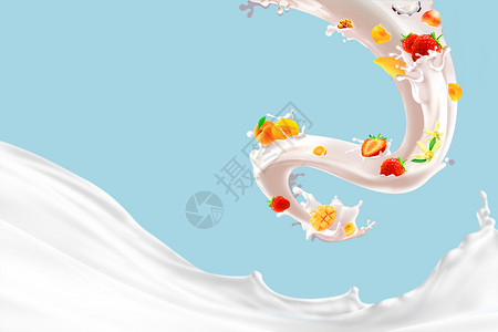 牛奶丝牛奶水果组合设计图片