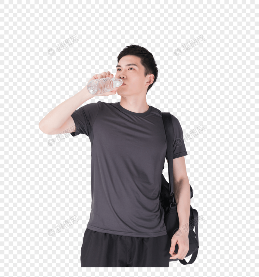 男性健身休息喝水图片